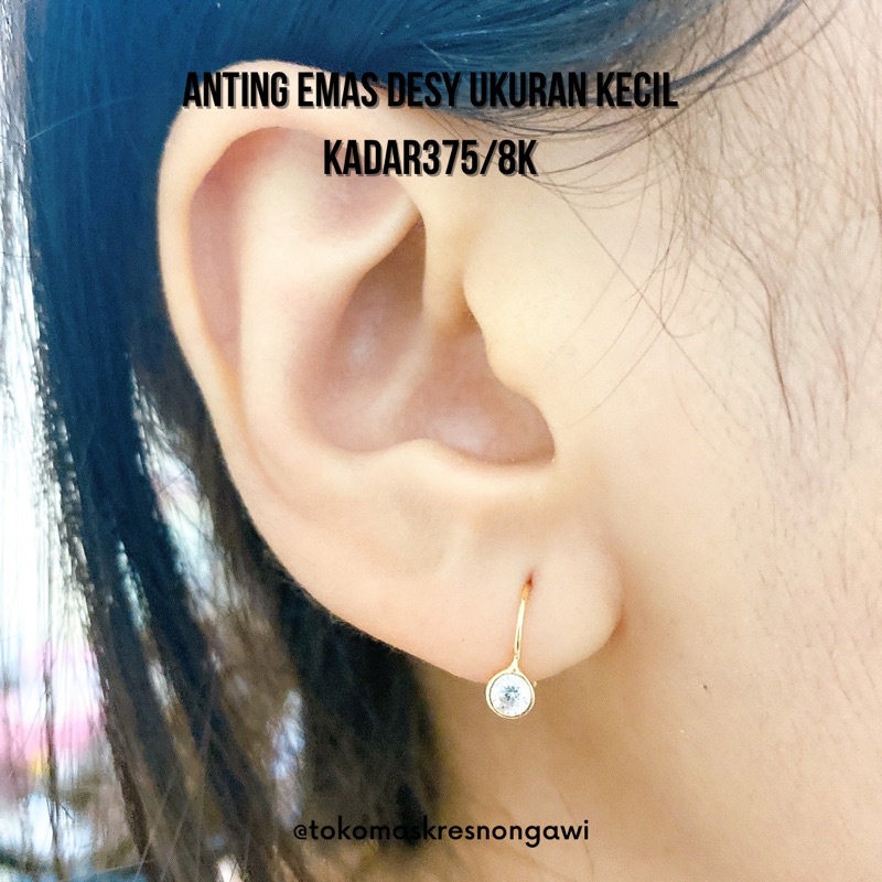 anting emas desi ukuran kecil kadar 375/8k emas asli