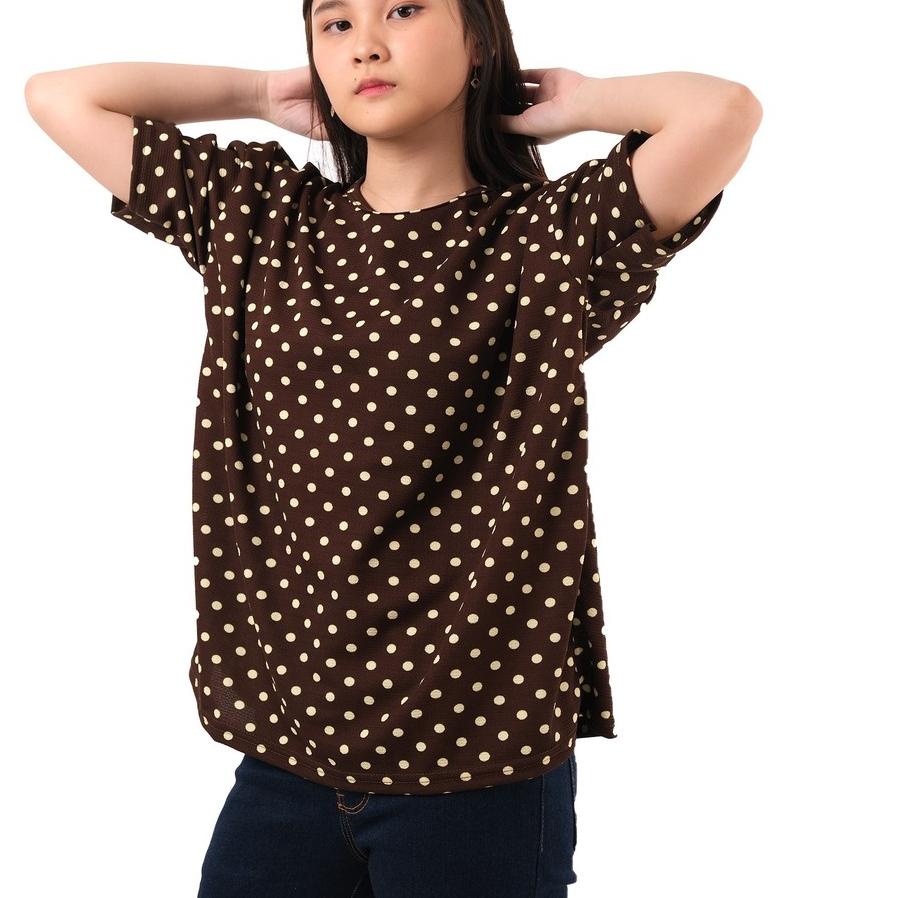 ♧ Monellina RISTEL Kaos Oversize Wanita Lengan Pendek Polkadot ✯