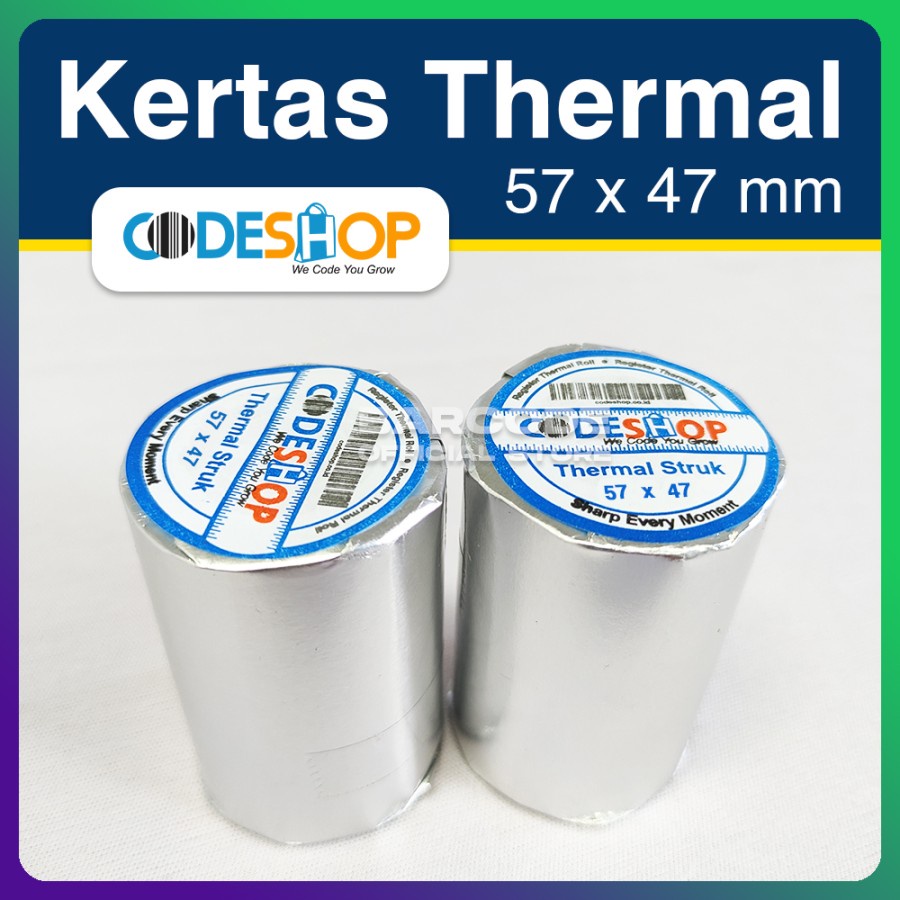 

Kertas Thermal Codeshop 57 x 47 mm Struk Kasir Printer 58mm