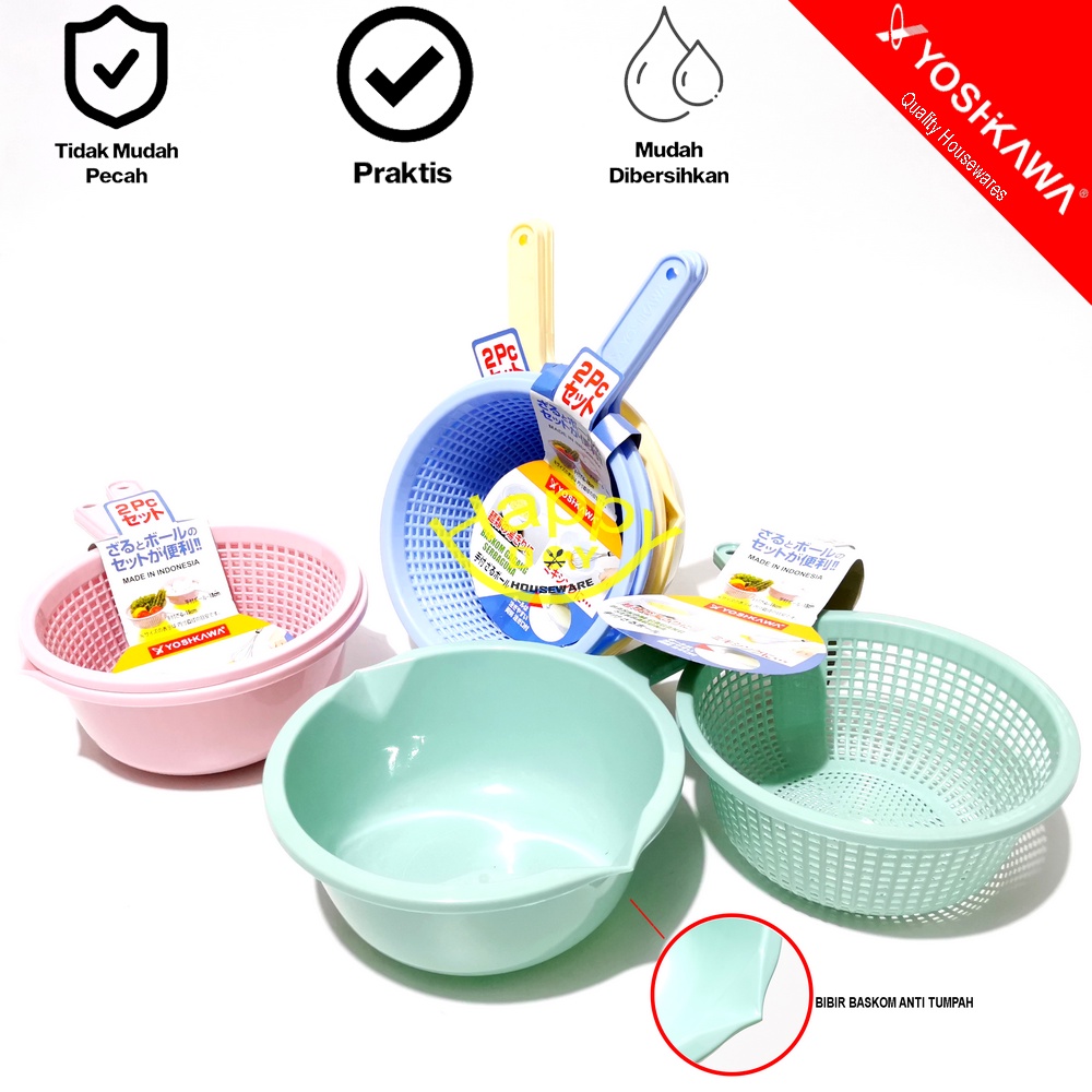YOSHIKAWA TEMPAT | BASKOM CUCI BUAH | SAYUR SERBAGUNA SET 2PCS