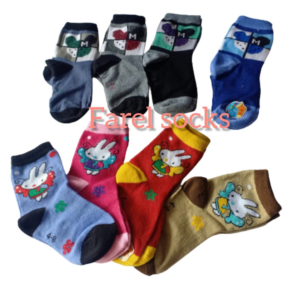 KAOS KAKI ANAK KARAKTER 4-8 CEWEK/COWOK (12 pasang)