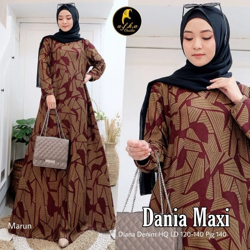 gamis diana denim jumbo maxy