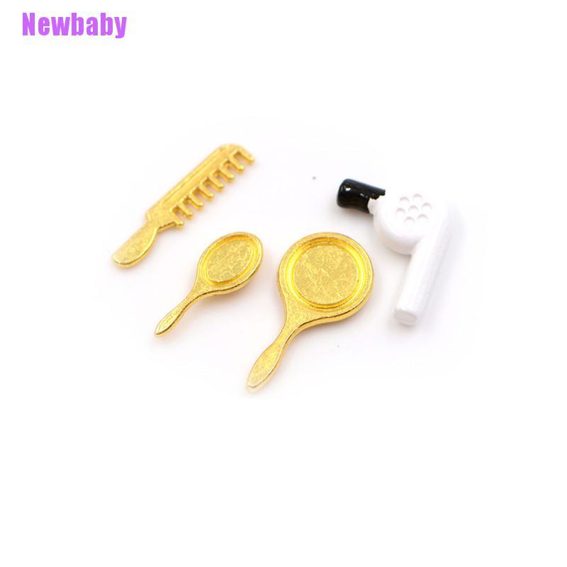 Newbaby Mainan Miniatur Hair Dryer + Sisir + Cermin Untuk Aksesoris Rumah Boneka 1 / 12