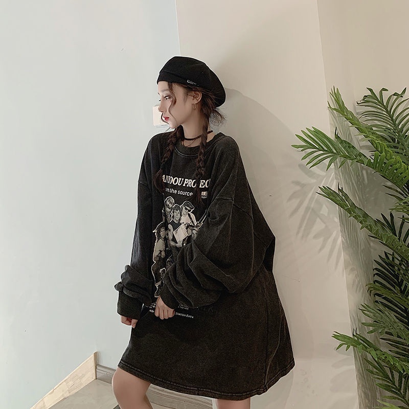 Suhao Amerika top 100% katun pir biru Eropa dan Amerika merek t-shirt wanita keren retro hip-hop fen