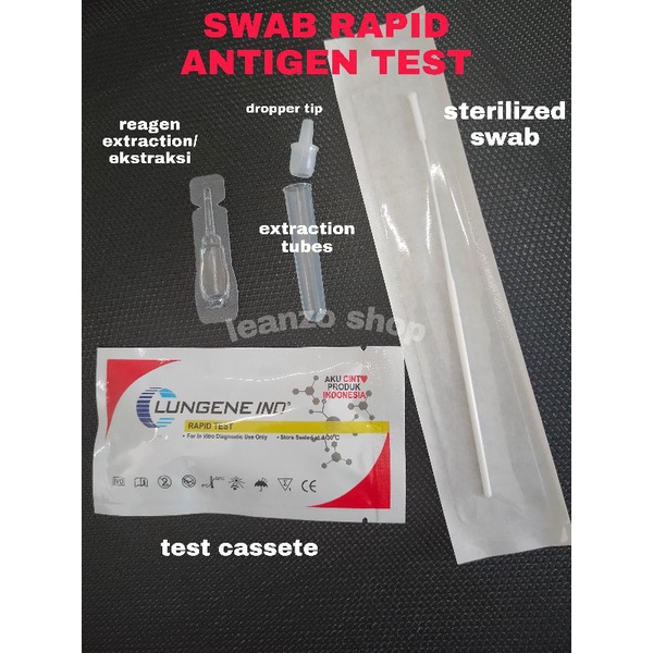 Swab antigen LUNGENE IND® set lengkap rapid covid-19 omicron test corona test lengkap merah biru swa