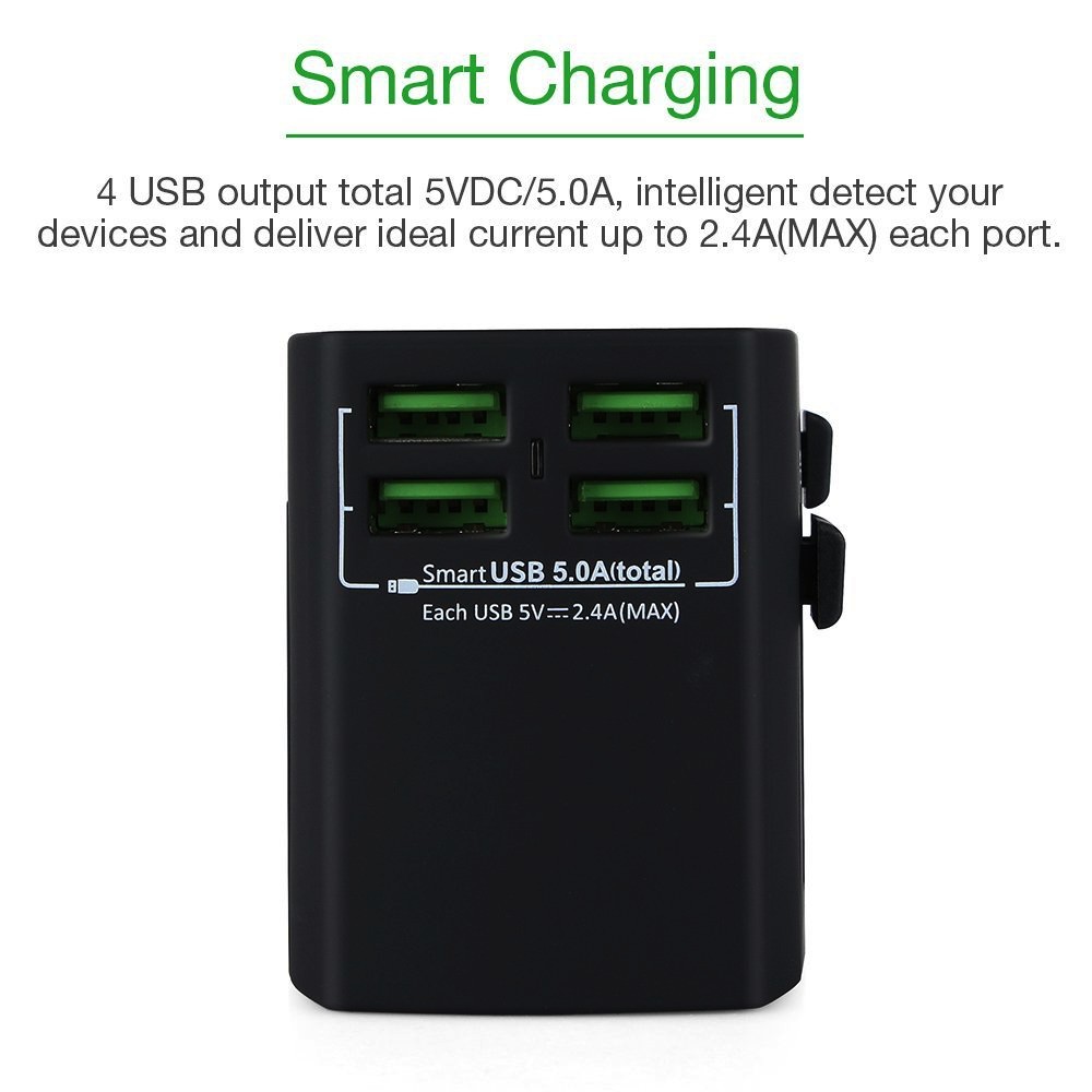 Universal Travel Adapter BST-631 - 4 Smart USB Charging Port 5A