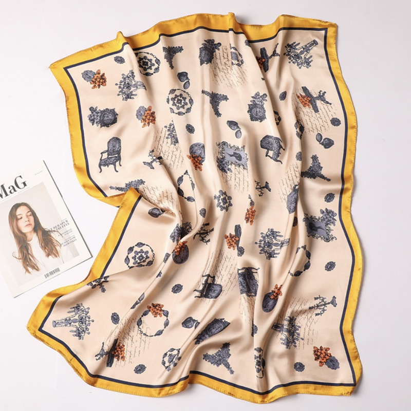 &quot;Lola&quot; 70x70 cm scarf, Motif Klasik Scarf Leher, Scarf Tas, Bahan High Grade Silk Immitation