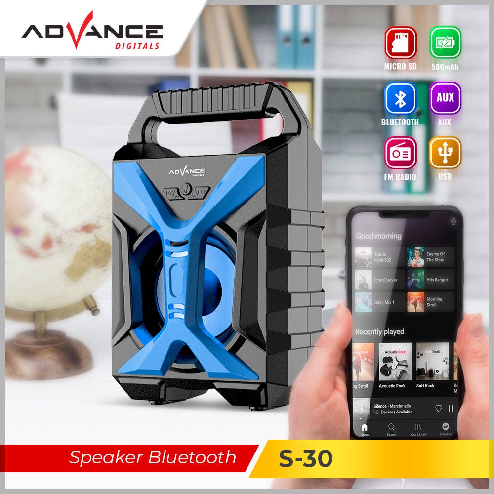 【READY STOCK】 Advance Speaker S30 speaker bluetooth portable bluetooth active speaker perangkat