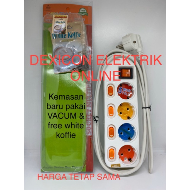 Stop kontak multipro 4 lubang+kabel 5 meter/stop kontak/terminal colokan listrik/colokan listrik