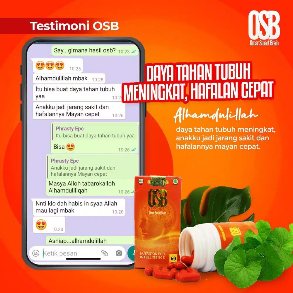 OSB Omar Smart Brain Kapsul 100% Original Vitamin Otak Anak Dan Dewasa