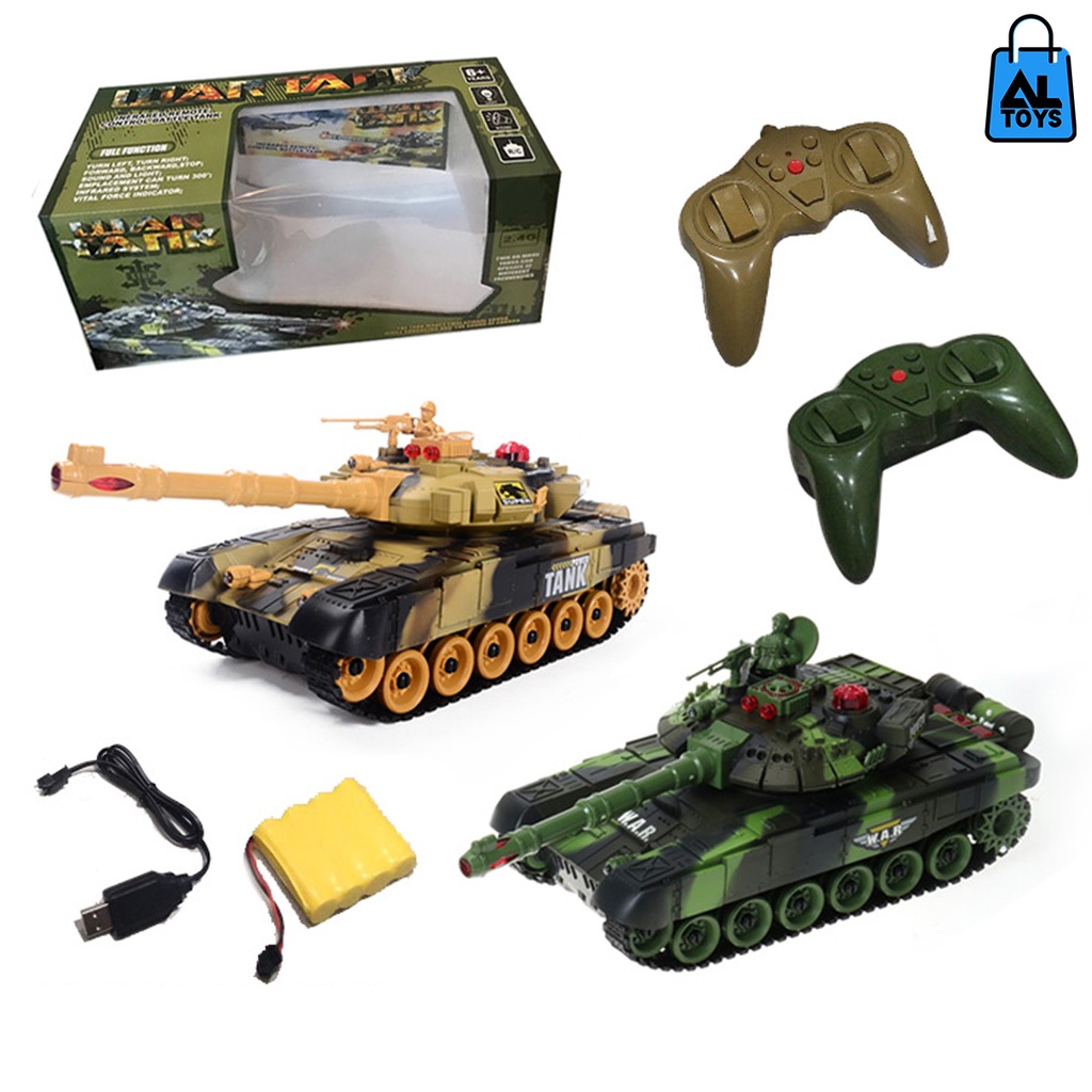 Mainan Remote Control Military Tank Toy 2.4G RC War Tank