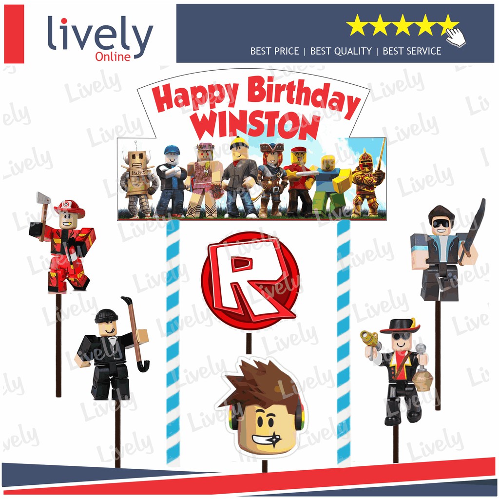 CUSTOM NAMA CAKE TOPPER KARAKTER ROBLOX 02 HIASAN KUE HBD HAPPY BIRTHDAY