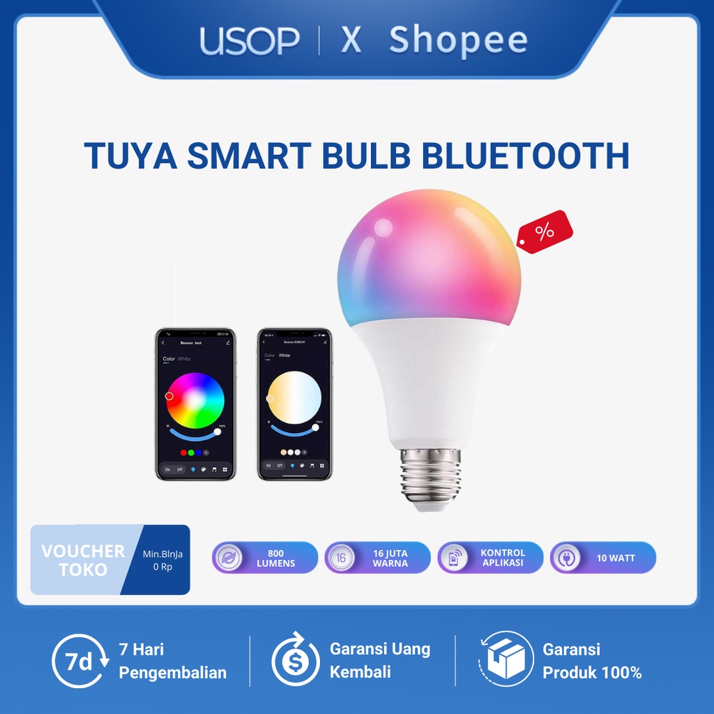 Jual TUYA Lampu Bohlam RGB Smart Bulb Bluetooth Control E27 10 W - TY ...