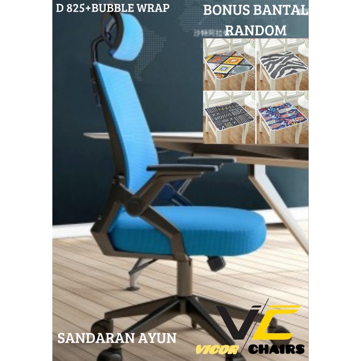 Kursi Kantor,Kursi Gamer,Kursi Sesuai Foto Iklan-D825BlackBlue+Bubble