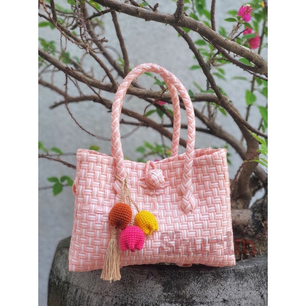 Angela bag/tas anyaman plastik Bali/tas belanja/tote bag/jali/size XS