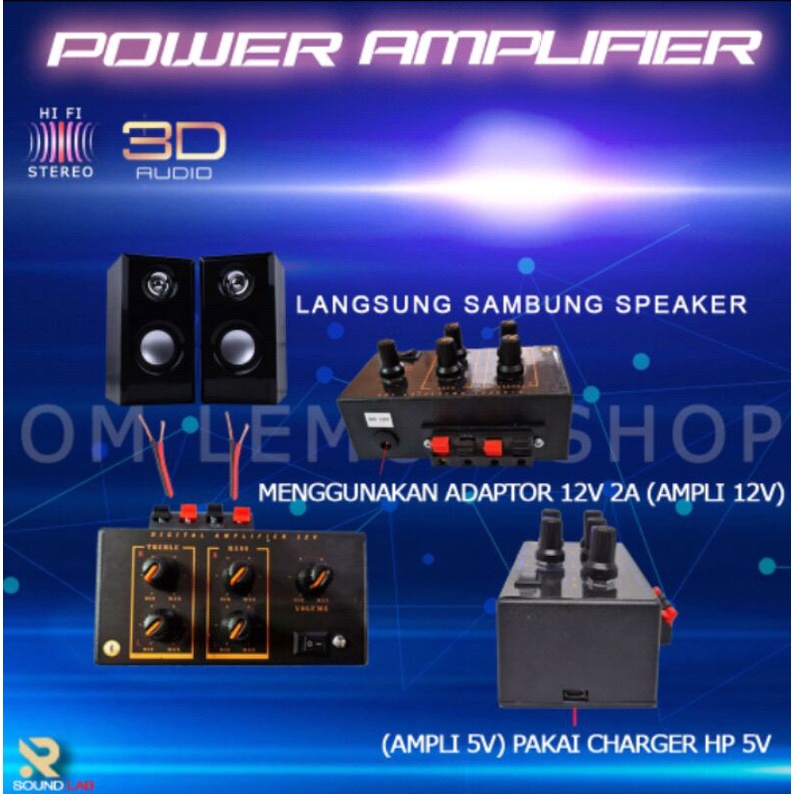 022 & 033 ampli power amplifier mini bluetooth 5v & 12 V - 5 potensio