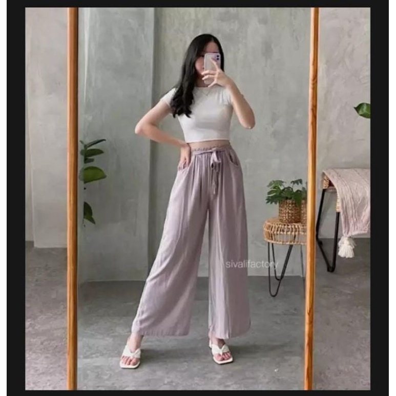 KULOT TALI UNIQLO RELACO PANJANG/CELANA KULOT/KULON RAYON HIGHWAIST/KULOT HW/CELANA WANITA/CELANA WA