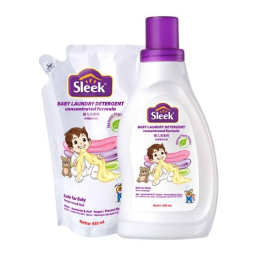 Sleek Laundry Detergent / Sabun Cuci Pakaian Bayi 500ml-450ml