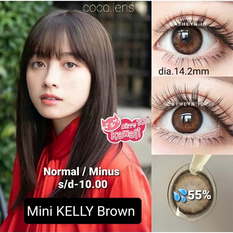 Softlens Mini KELLY Brown Coklat Gray Grey Normal Minus s.d 10.00 Softlen Minus Tinggi Korea