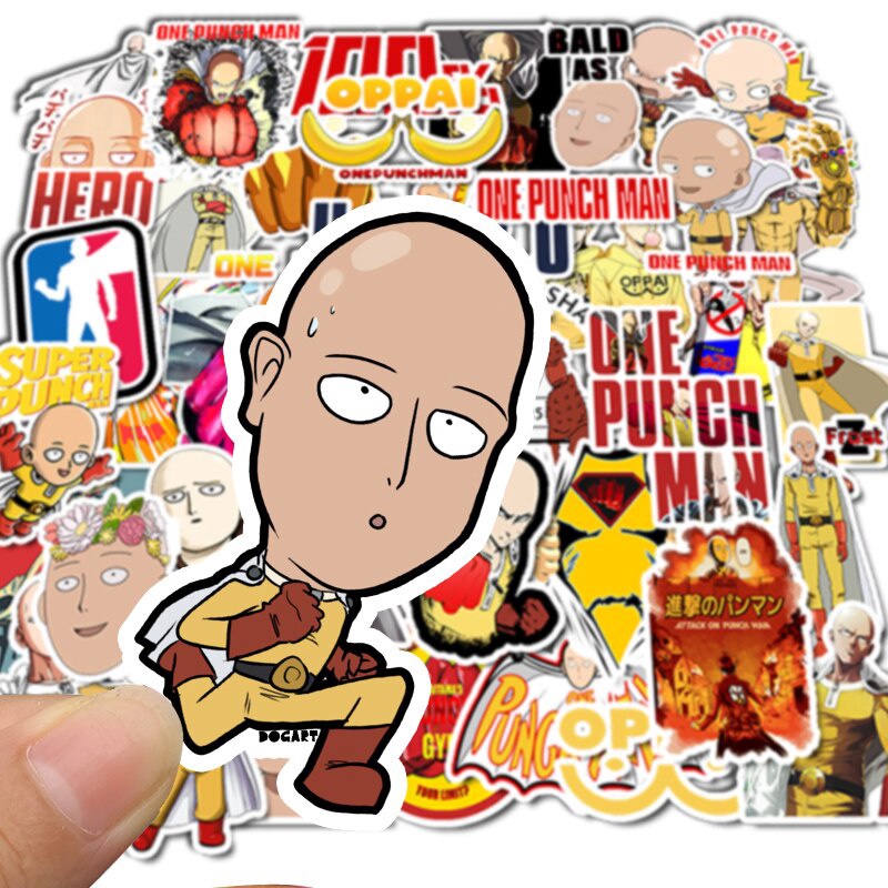 49pcs Japanese Anime ONE PUNCH-MAN Pvc Waterproof Sticker For Luggage Car Laptop Bicycle Motorcycle  Laptop Toys Stickers