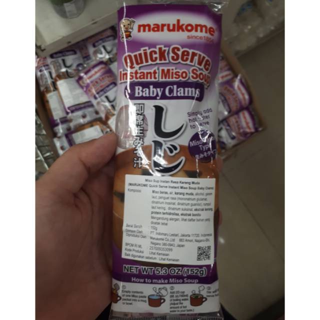 

Marukome instant miso soup baby clam flavour sup miso instan rasa kerang muda