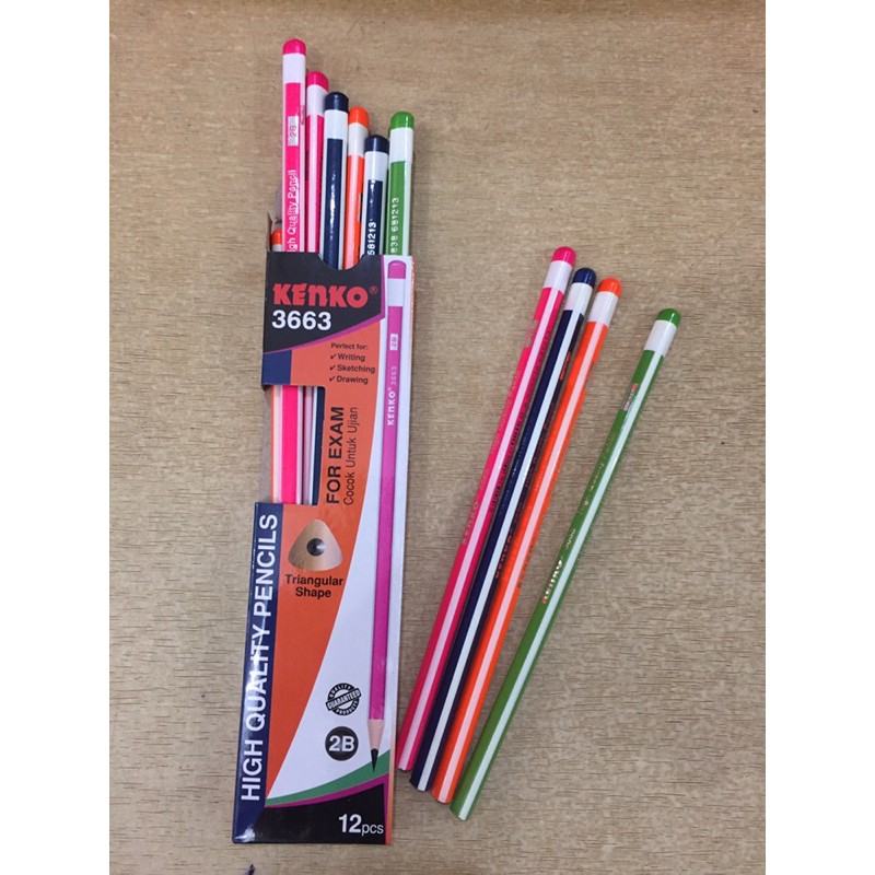

Pinsil/pensil 2b for exam Tringular 3663 KENKO (12 pc)