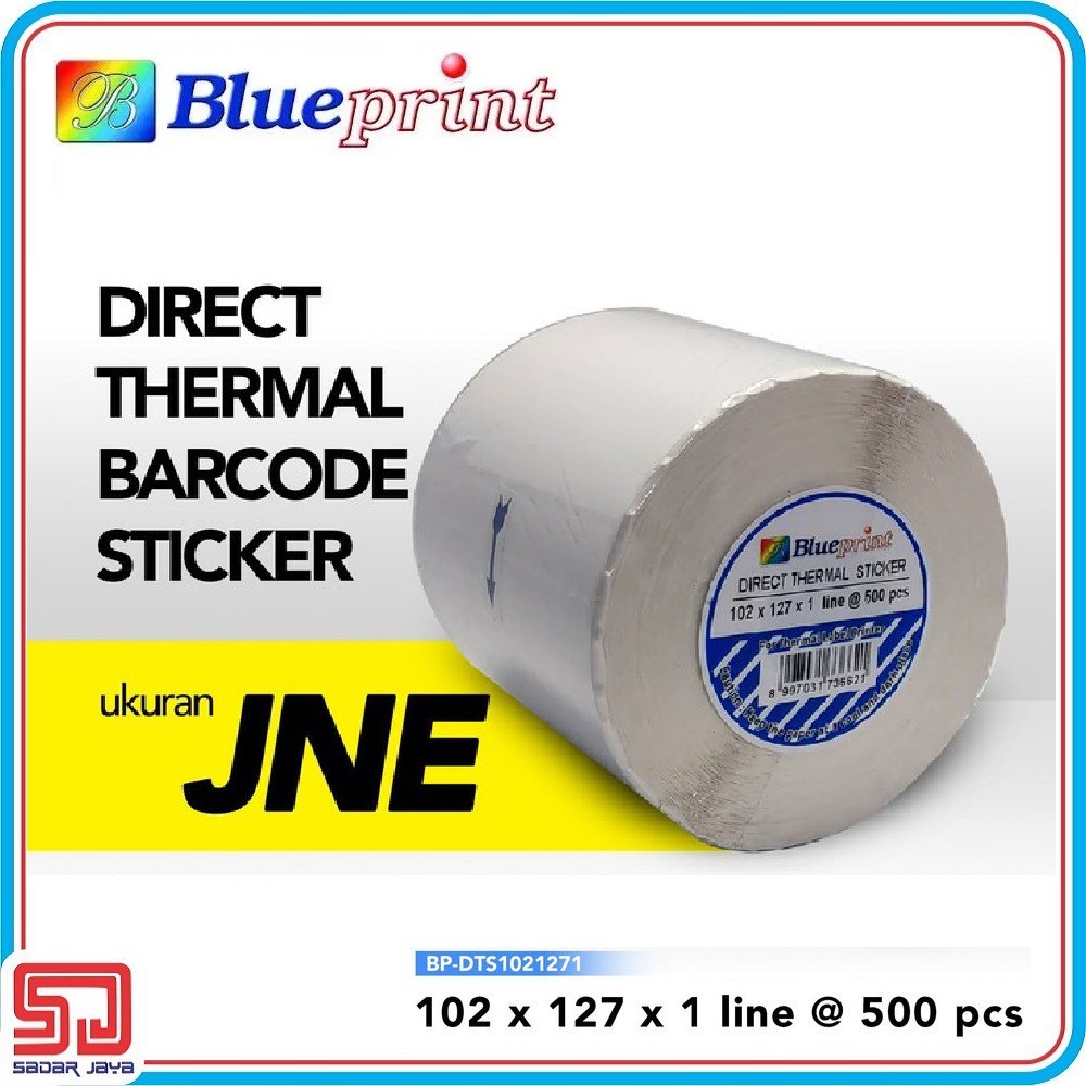 Direct Thermal Sticker Label 102 x 127 mm Blueprint Stiker Barcode Resi online Shop