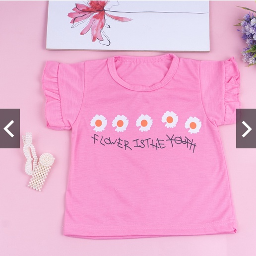 Baju Kaos Anak CEWEK SABLON LUCU /Bayi Perempuan Model Tangan Terompet 0-7 Tahun