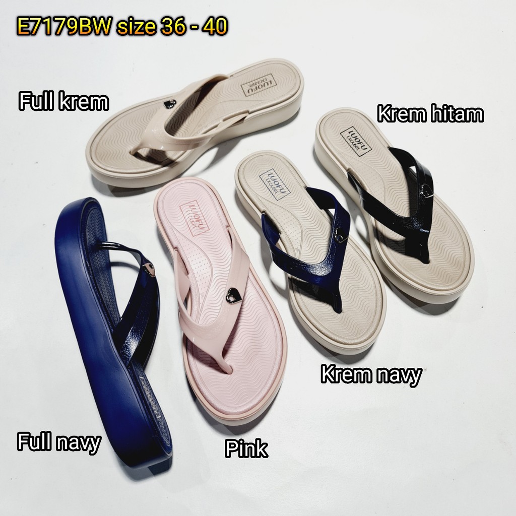 jelly sandal jepit wanita luofu karet import sendal cewek E7179BW