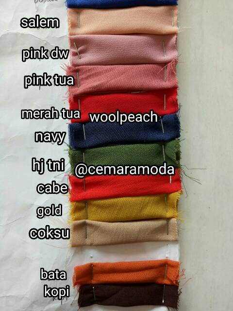 Kain Wollpeach PER 0.5mt / Woolpeach Wollfis Wolpeach / Wolfis / Wolfish / Wollpis / Wolpis Wolvis / kain hijab instant jilbab instan kerudung pasminah gamis