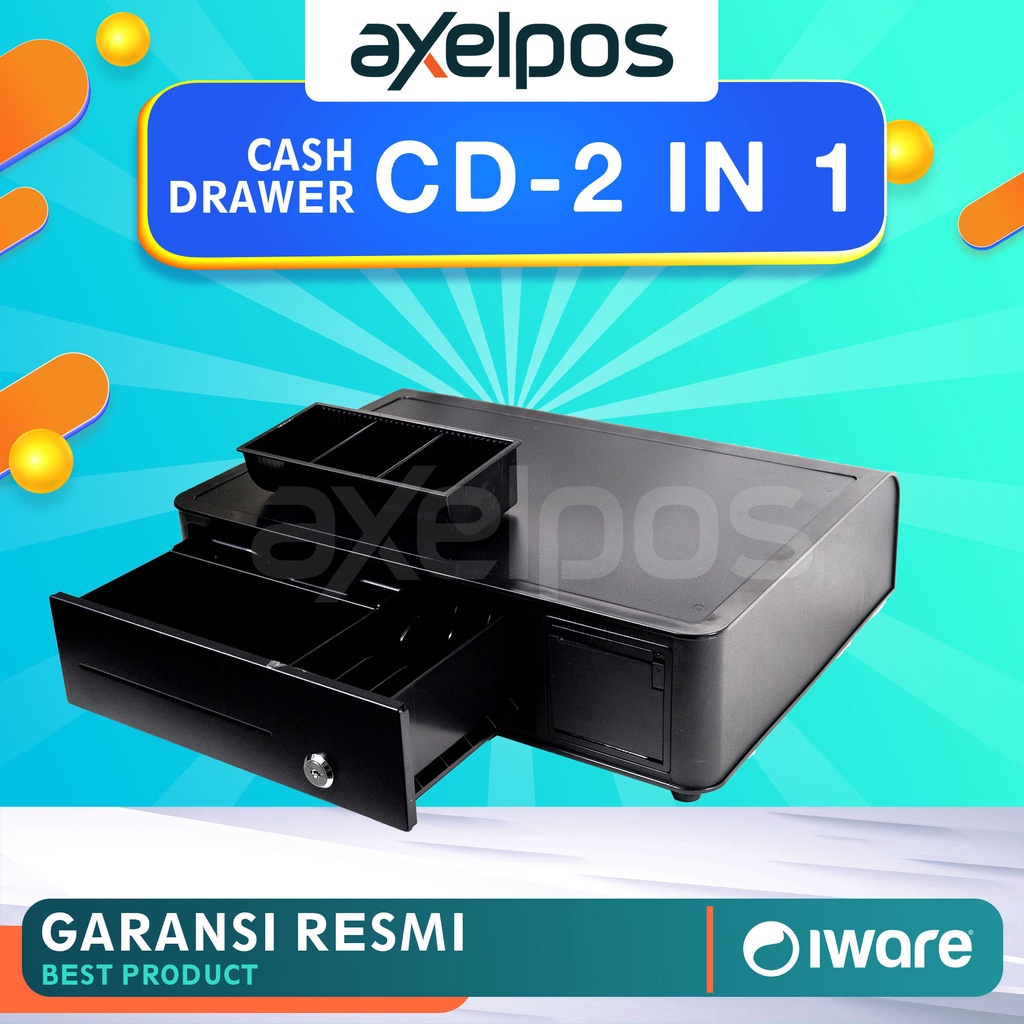 CASH DRAWER/LACI UANG KASIR DENGAN PRINTER BLUETOOTH IWARE CD 2IN1