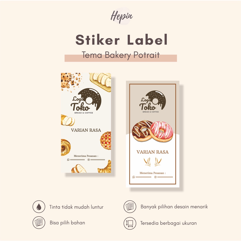 

stiker label kemasan tema BAKERY POTRAIT/cetak stiker murah