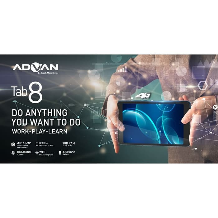 Tablet Murah Advan Tab8 / Tab 8 3/16 Ram 3gb Rom 16gb Tablet Sekolah Garansi Resmi Diskon