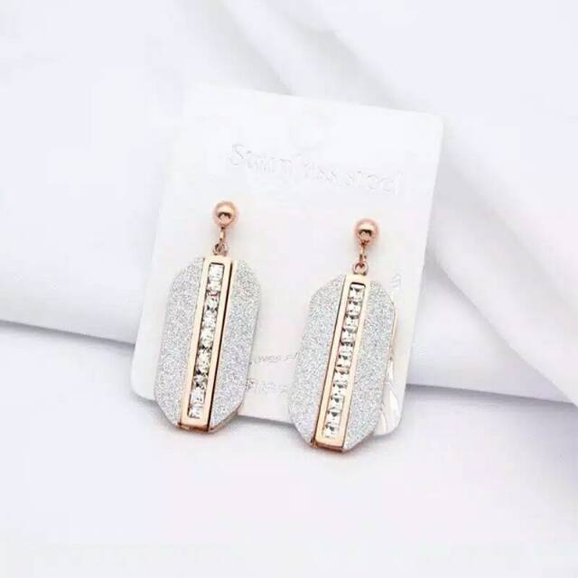 GG Anting Tusuk Fashion Korea kekinian titanium premium lapis Emas 18k#AT-108