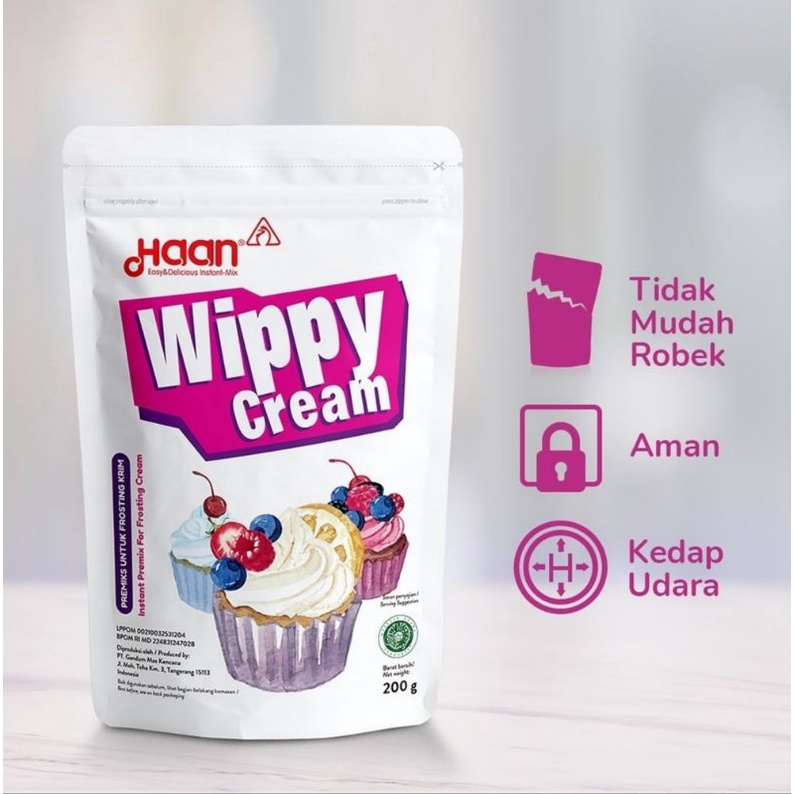 Whipe Cream Haan Wippy Krim Bubuk Instan Topping Minuman Kopi Coklat
