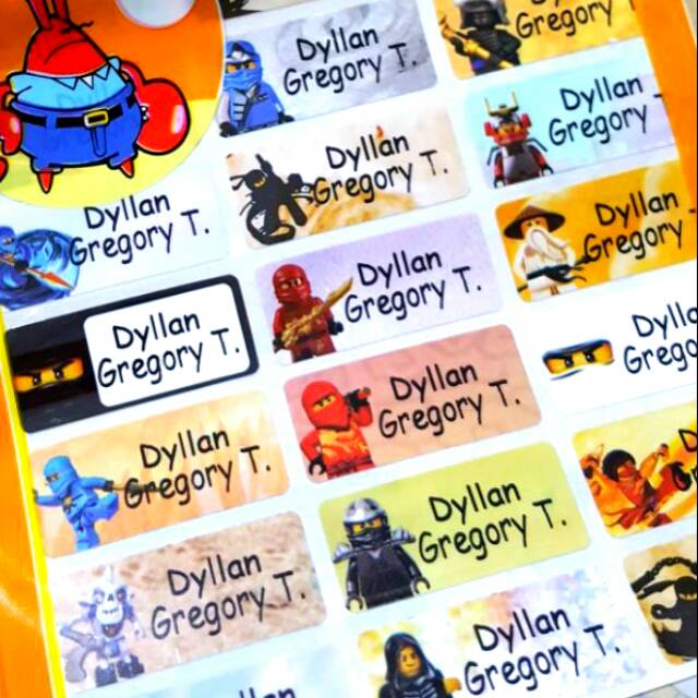 

Label nama anti air stiker waterproof Legoland Ninja