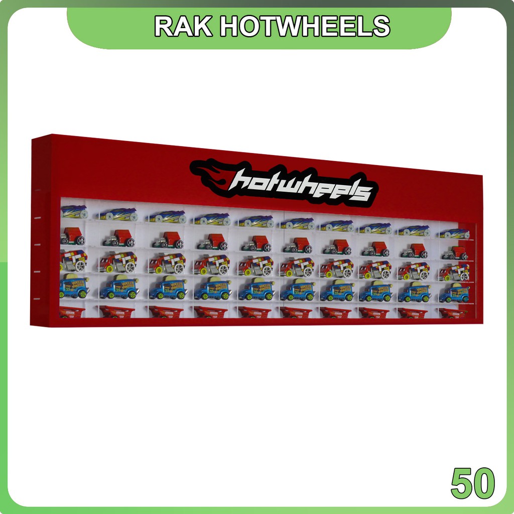 Rak Hotwheels Header Landscape isi 50 Bahan Acrylic/Akrilik