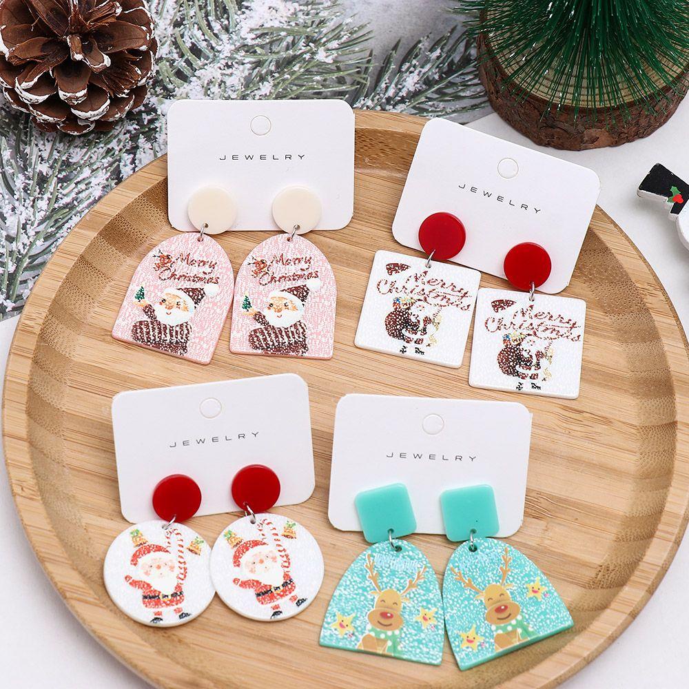 Preva Anting Natal Anting Fashion Perhiasan Fashion Lonceng Snowflake Snowman Akrilik