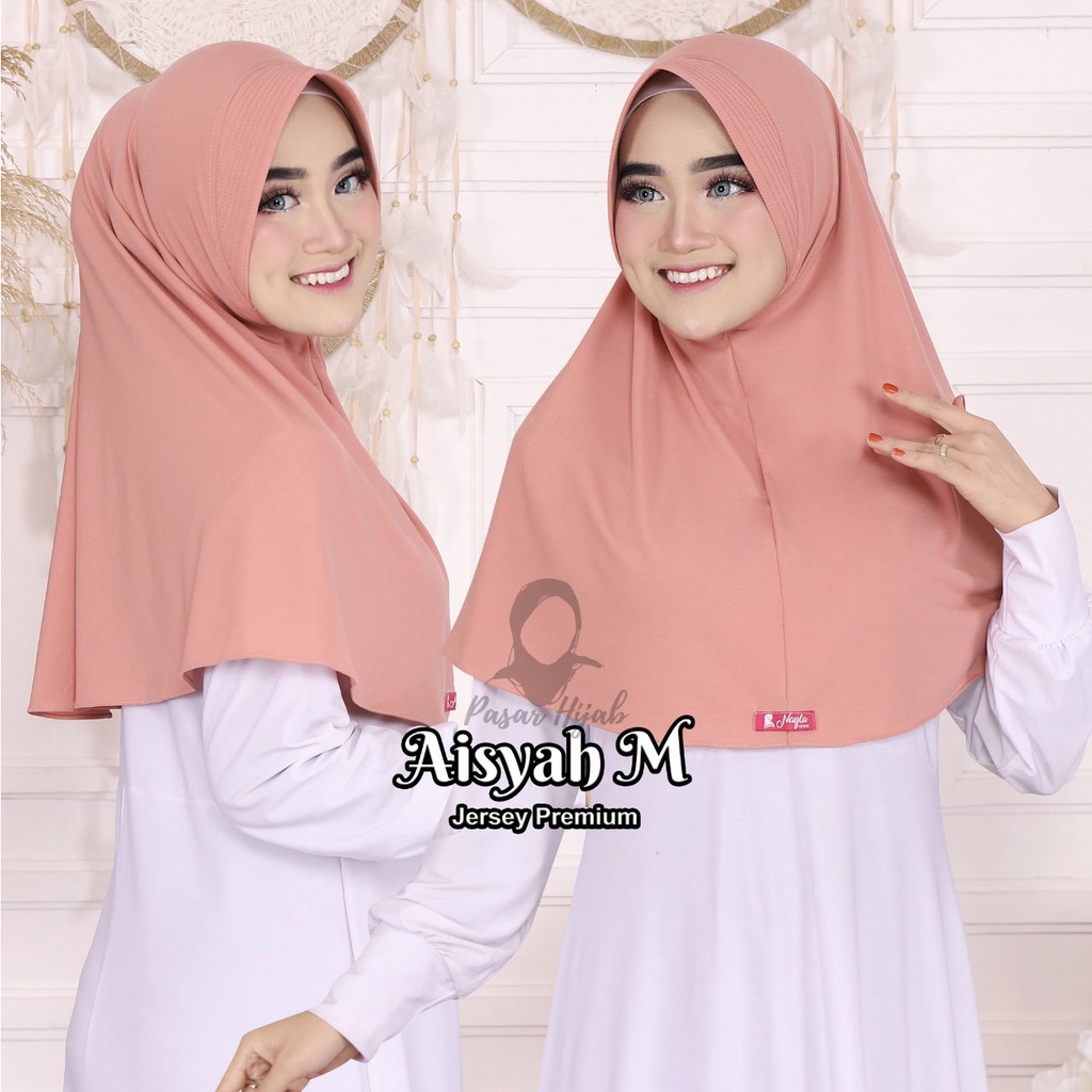 Hijab Instan Terbaru Jilbab Bergo Aisyah M,L,XL,XXL Kerudung Jumbo Jersey Premium Pasar Hija'b