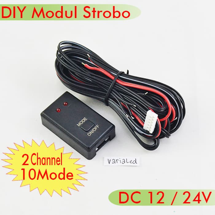 Modul Strobo 2 Channel 10 Mode DC 12V24V LED Motor Mobil Strobe Kedip Hitam