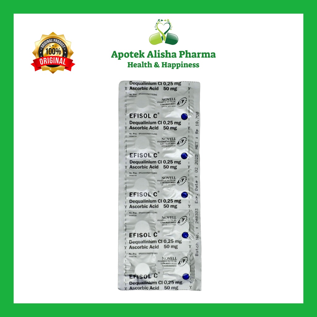 EFISOL C LOZENGES STRIP 10 Tablet Hisap-Efisol Tablet Obat Sariawan/Gatal/Radang Tenggorokan/Panas Dalam/Bau Mulut/Gusi Berdarah/Efisol Vitamin C/Episol/Evisol