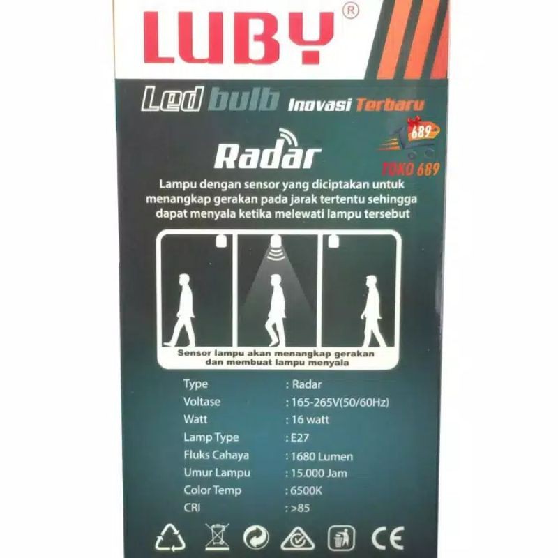 LAMPU LED SENSOR GERAK LUBY 16W