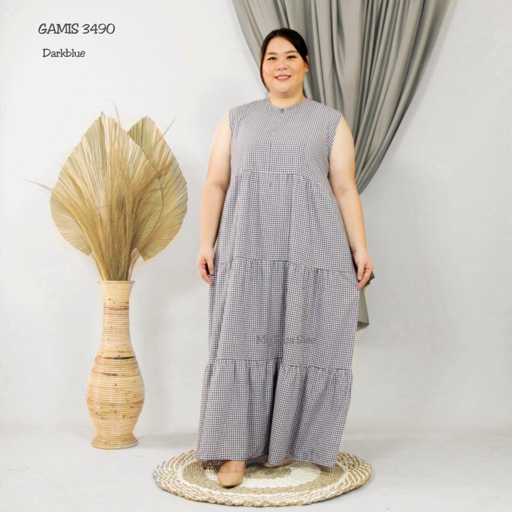 Gamis Kotak Jumbo Wanita 3490, Ld 125, 130 &amp; 140 cm