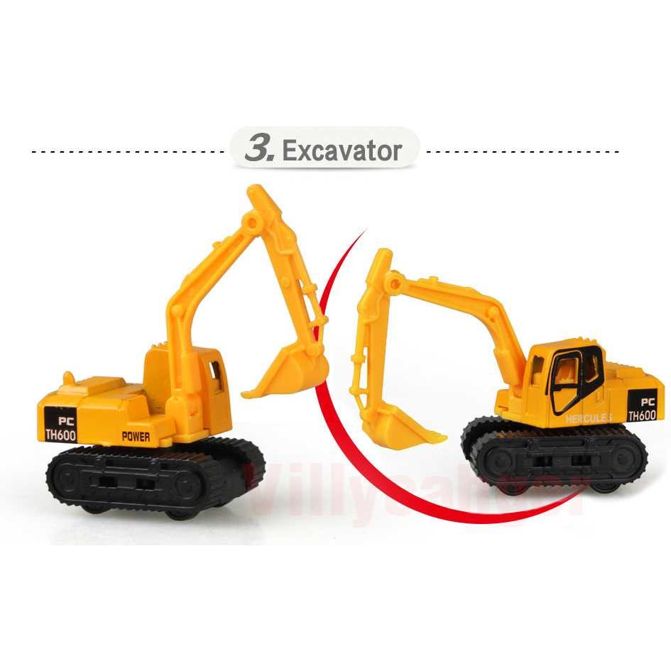 Mainan Mobil-Mobilan Anak Cowok Keren Truck Konstruksi Diecast 6PCS Heavy Excavator Plastik Awet