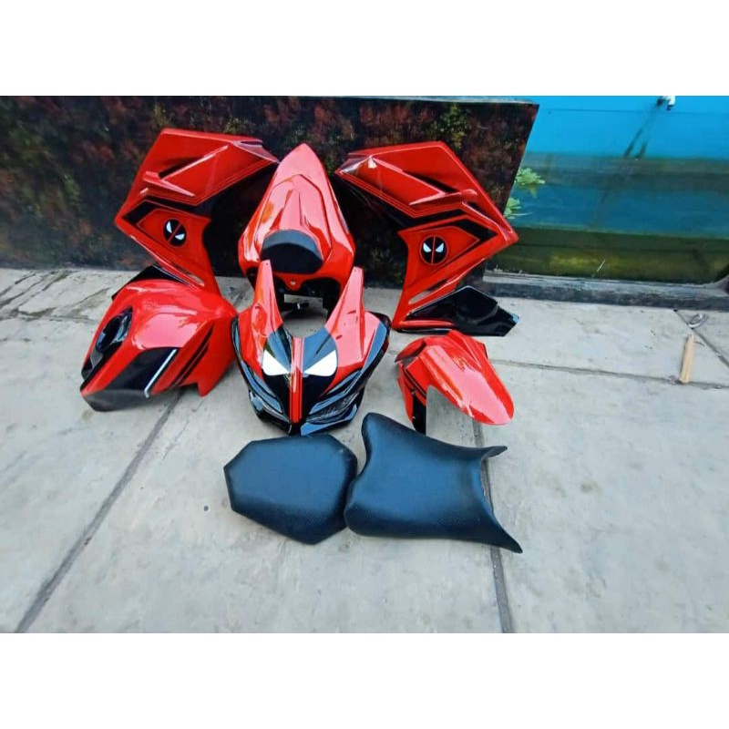 Fullset body costum cbr lokal model cbr250rr merah lis hitam