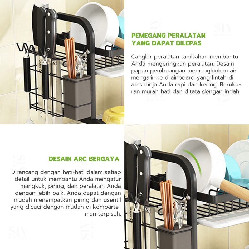 Grosir - H971 Rak Dapur Multifungsi 2 Tingkat / Rak Piring &amp; Mangkok / Peralatan Dapur / Tempat Pengering Piring &amp; Mangkok