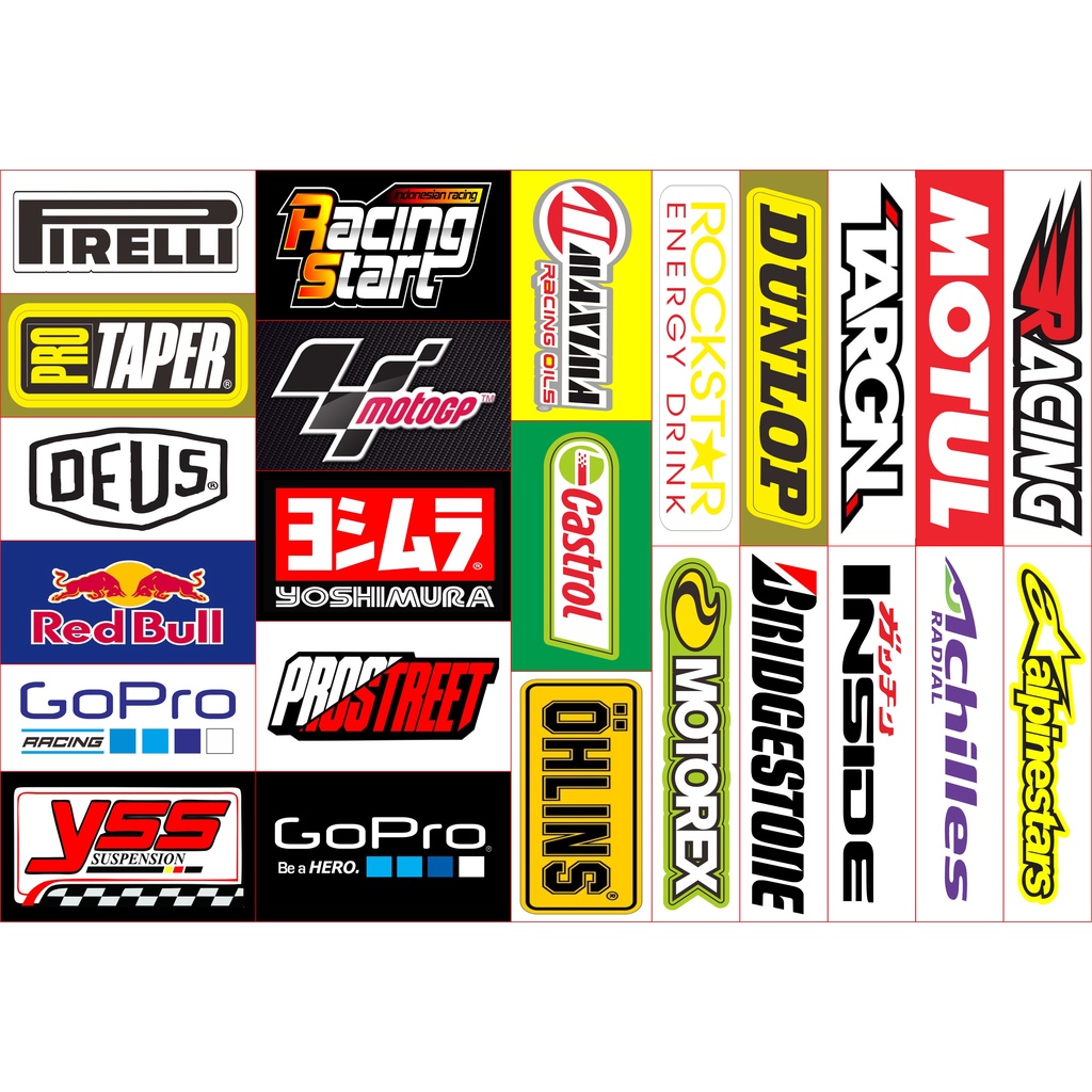 STIKER PACK RACING ISI banyak Stiker Racing Stiker Motor Sticker Motor balap STIKER NAMA termurah St