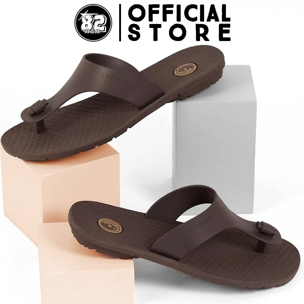 Camou Sendal Sandal Jepit Pria Bahan Full Karet Tebal Dan Ringan Anti Licin Original Theo - Coklat