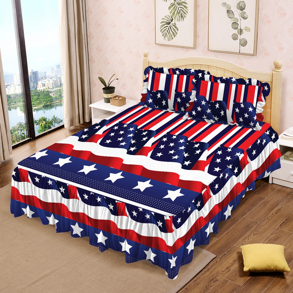 Sprei Rumbai Lady Rose King Motif USA Ukuran 180x200 No.1/ Sprei Rempel/Sprei Renda Lady Rose