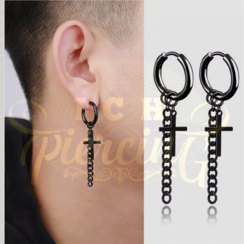 Geometric Chain Ear Hoop Earrings Korean Hip Hop Punk Fashion